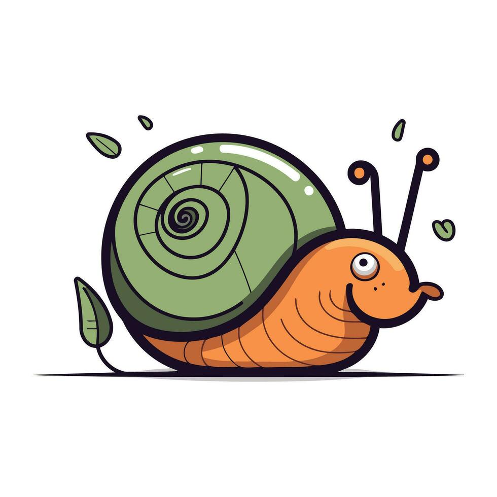 Karikatur komisch Schnecke. Vektor Illustration. isoliert auf Weiß Hintergrund.