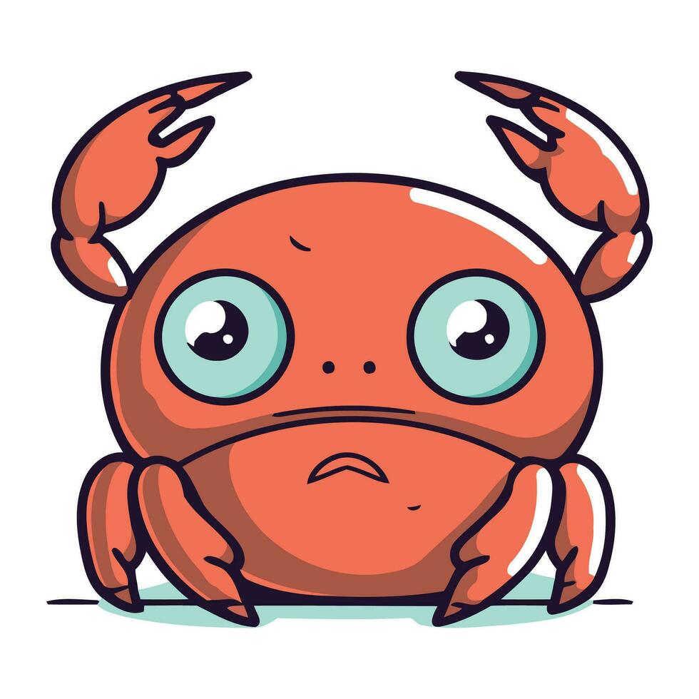 krabba tecknad serie karaktär. söt vektor illustration av en krabba.