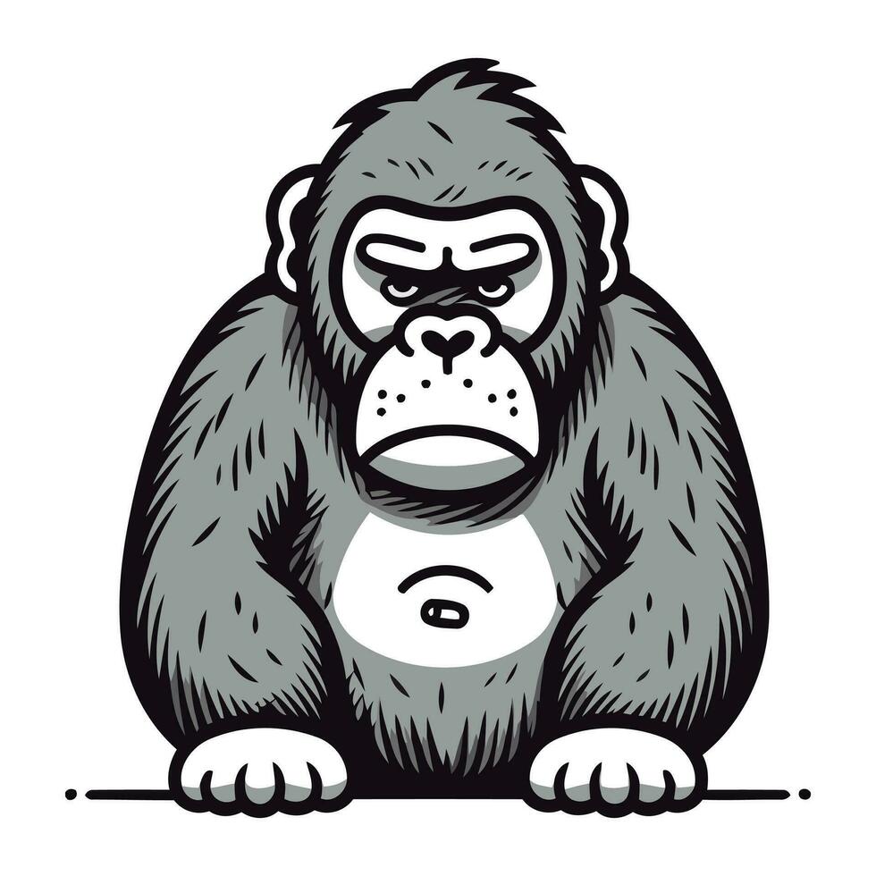 gorilla apa maskot. vektor illustration på vit bakgrund.