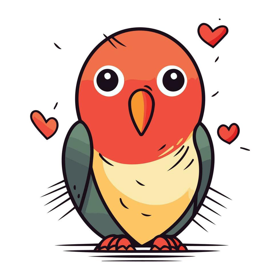 söt papegoja i kärlek. valentines dag kort. vektor illustration.