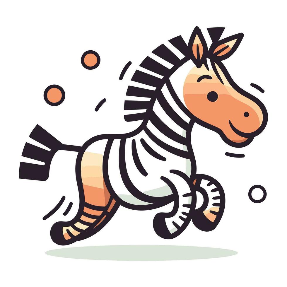 Zebra Betrieb. Vektor Illustration. süß Karikatur Tier Charakter.