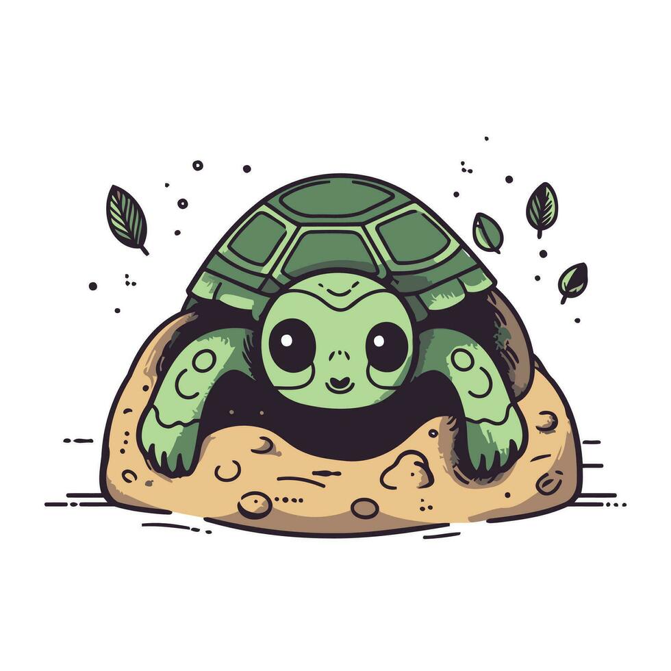 söt tecknad serie sköldpadda. vektor illustration isolerat på en vit bakgrund.