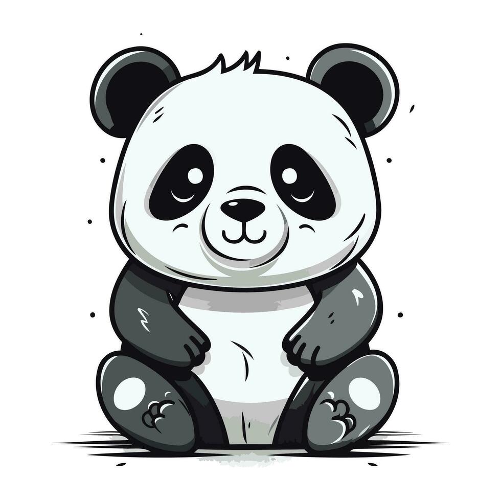 Panda Bär Karikatur auf Weiß Hintergrund. Vektor Illustration von ein Panda tragen.