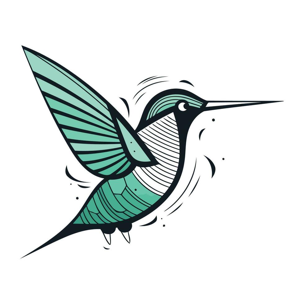 Kolibri Vektor Illustration. Hand gezeichnet Kolibri isoliert auf Weiß Hintergrund.