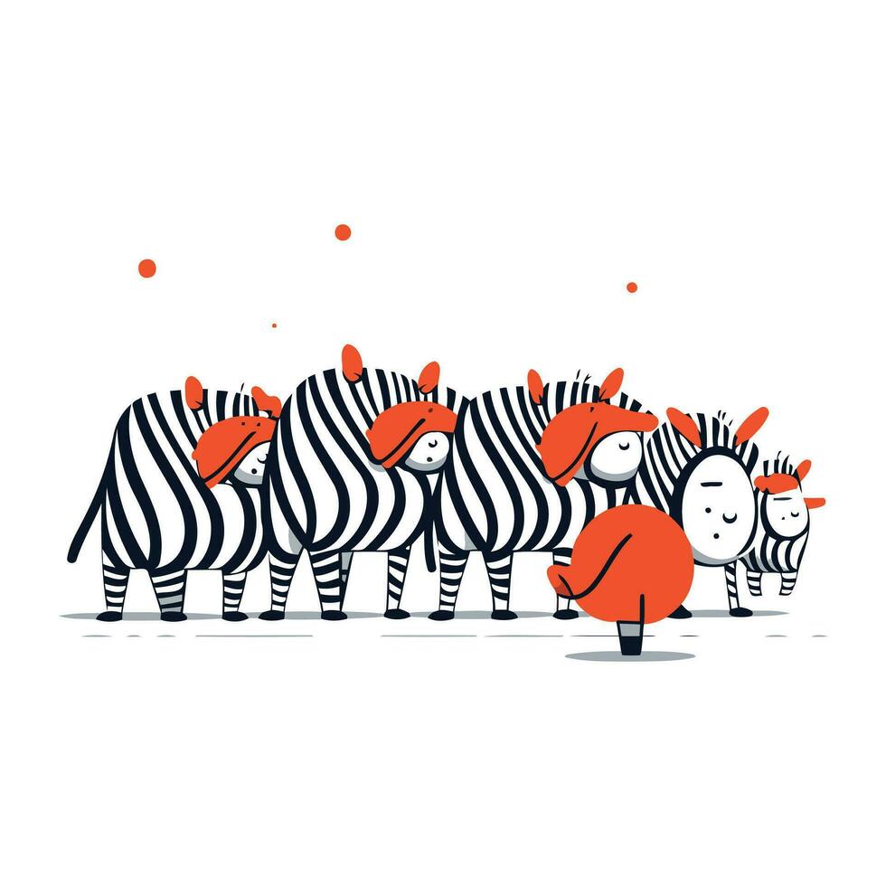 rolig zebra familj. vektor illustration av söt tecknad serie djur.