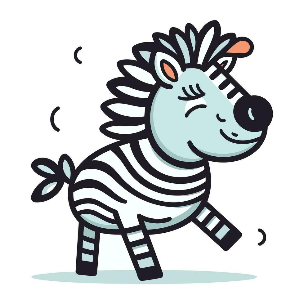Zebra Karikatur Tier Vektor Illustration. süß Karikatur Zebra Charakter.