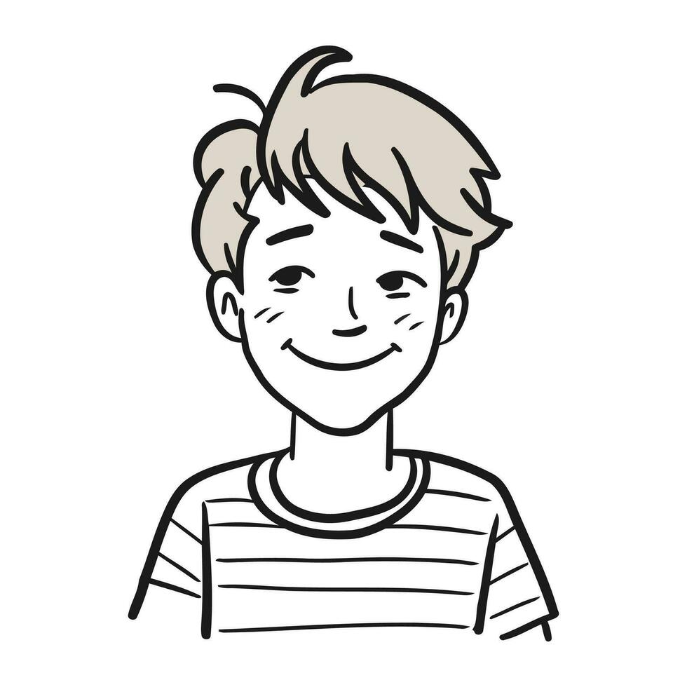 porträtt av en pojke i en randig t skjorta. vektor illustration