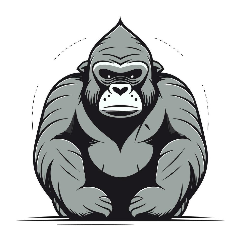 gorilla vektor illustration isolerat på vit bakgrund för t skjorta design