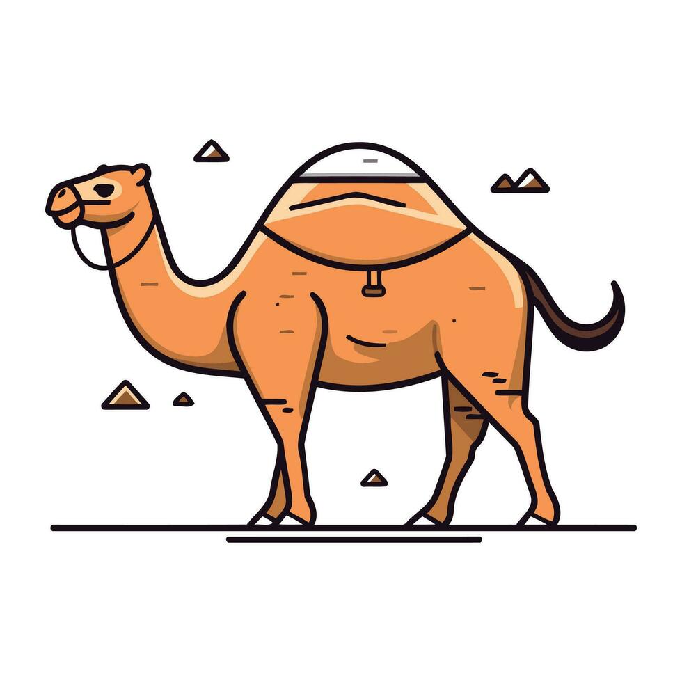 kamel. vektor illustration i tunn linje stil på vit bakgrund.