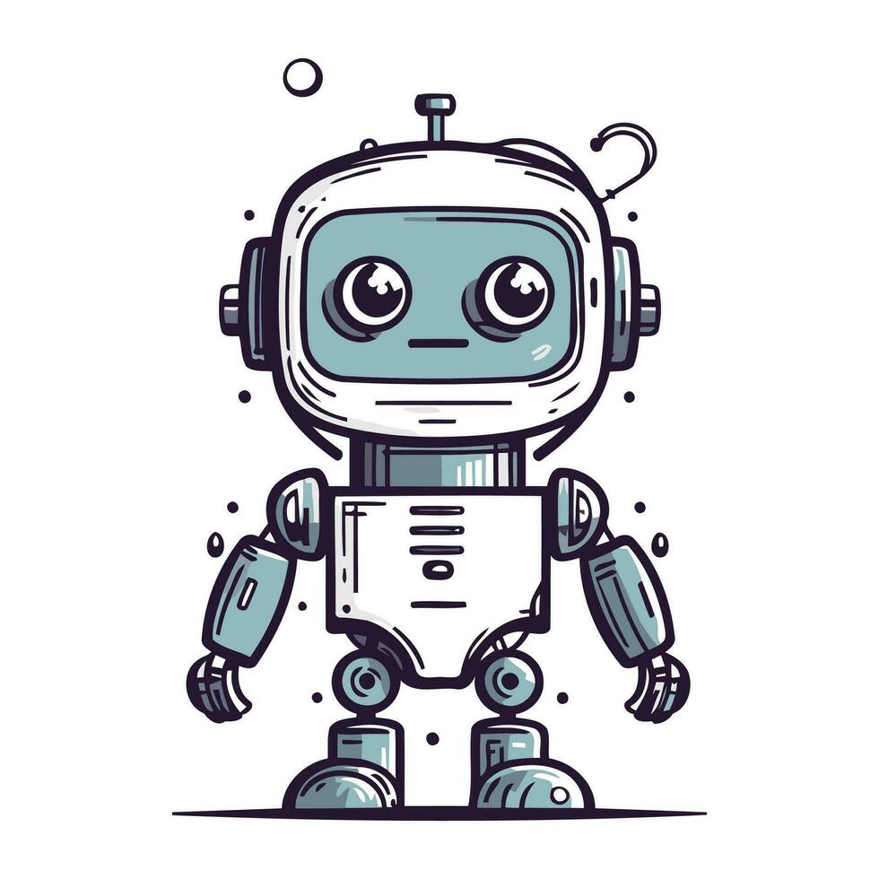 süß Karikatur Roboter. Vektor Illustration von ein komisch Roboter mit Augen.