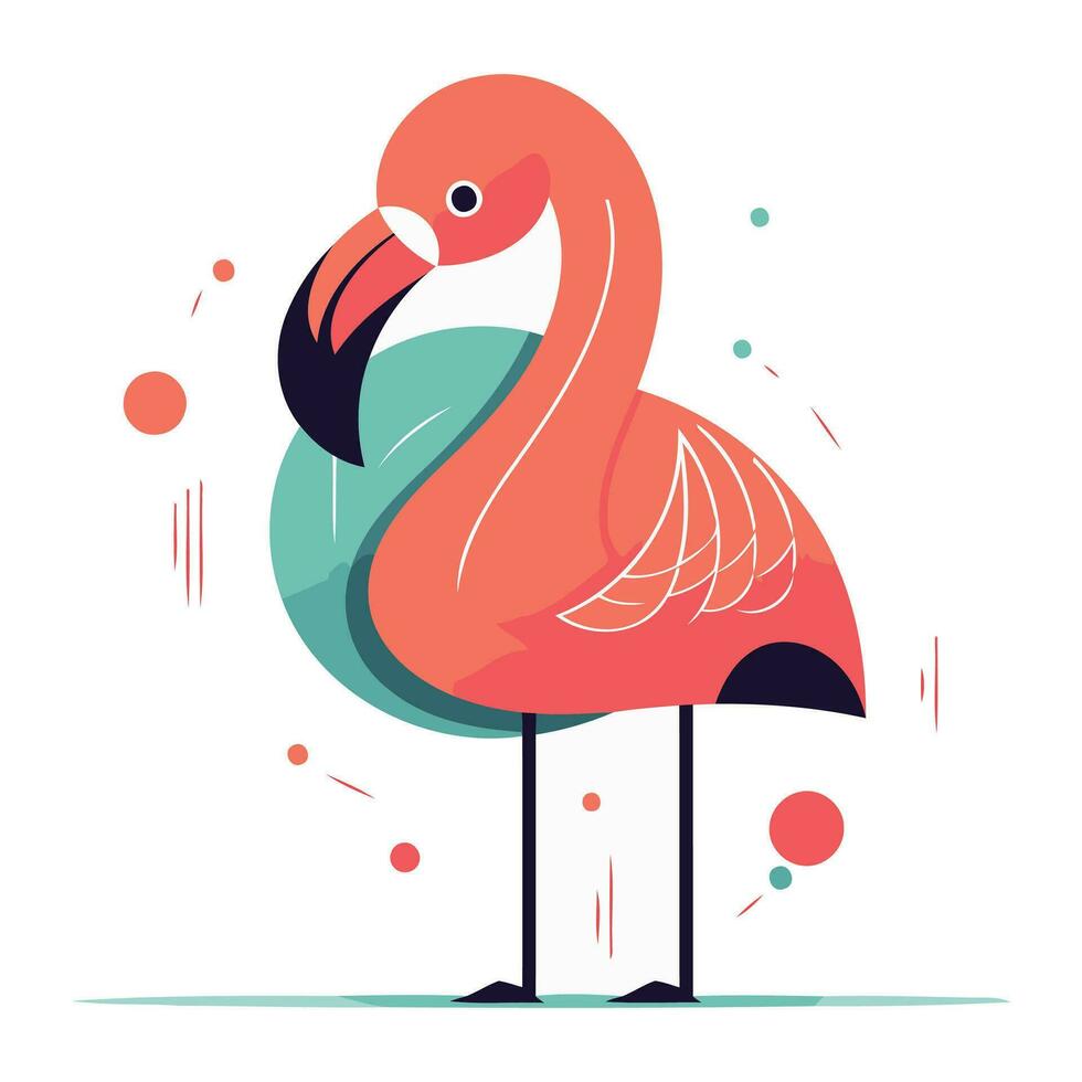 Flamingo. Vektor Illustration im eben Stil. Flamingo auf ein Weiß Hintergrund.