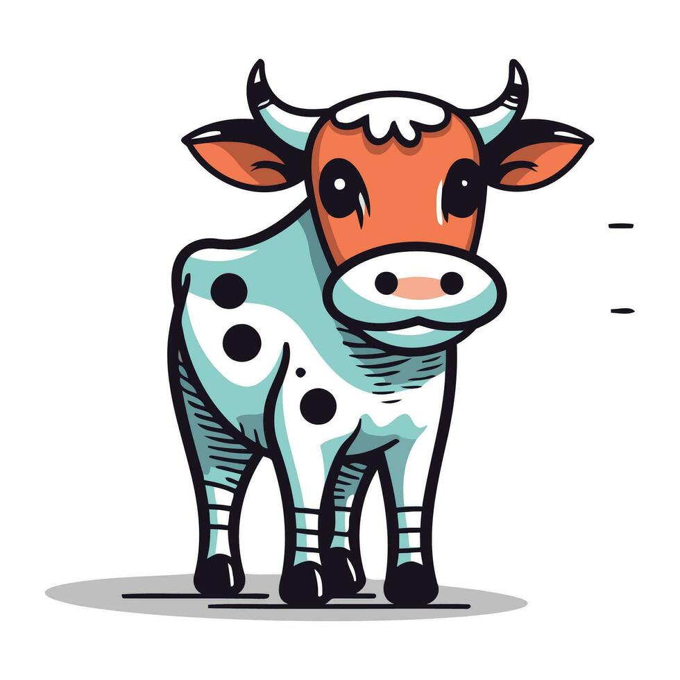 süß Karikatur Kuh. Bauernhof Tier. Vektor Illustration auf Weiß Hintergrund.