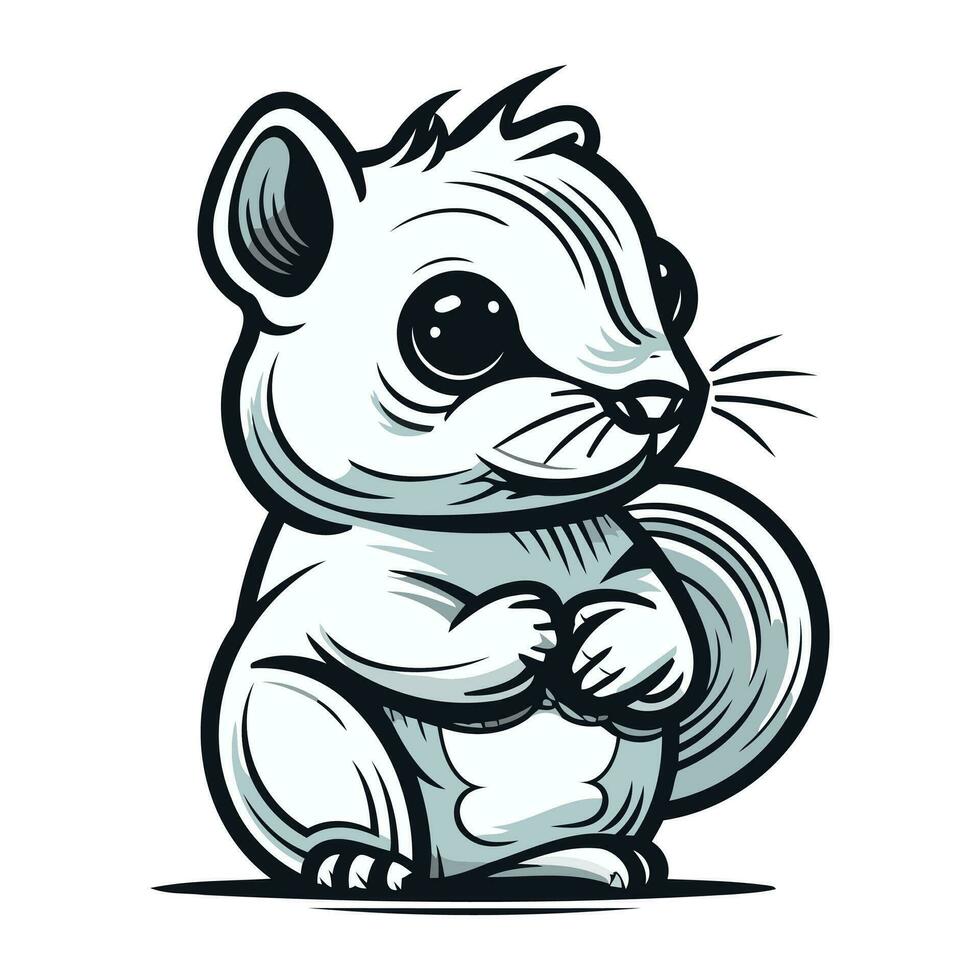 söt tecknad serie hamster. vektor illustration isolerat på vit bakgrund.