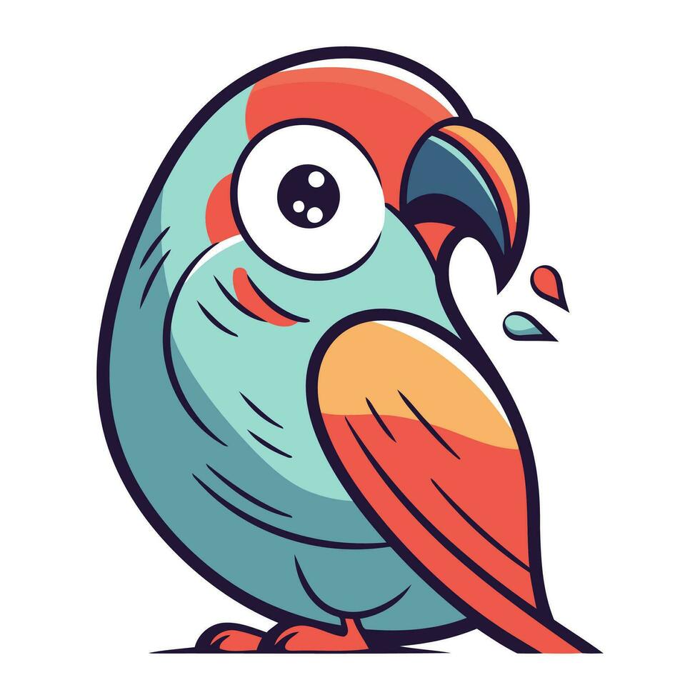 söt tecknad serie papegoja. vektor illustration isolerat på vit bakgrund.
