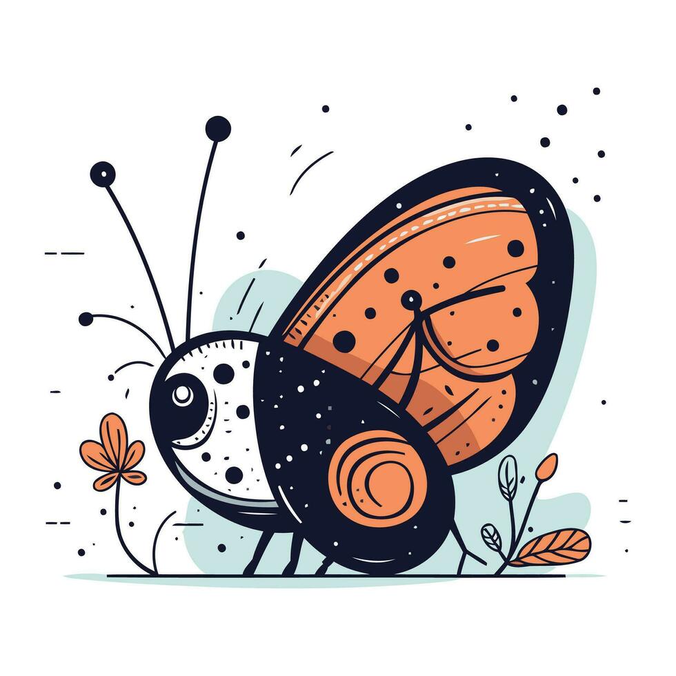 Schmetterling. süß Hand gezeichnet Gekritzel Vektor Illustration.