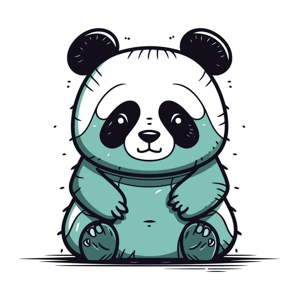 söt tecknad serie panda. vektor illustration isolerat på vit bakgrund.