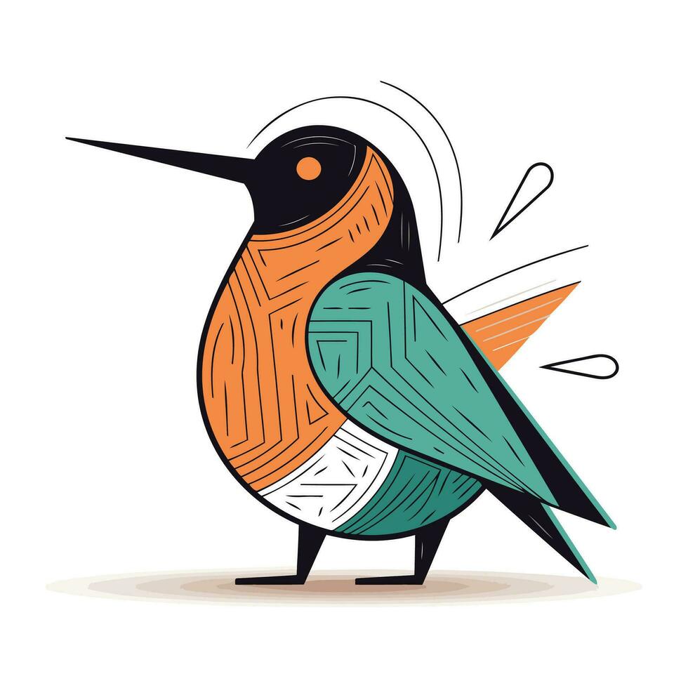 kolibri isolerat på vit bakgrund. vektor illustration i tecknad serie stil.