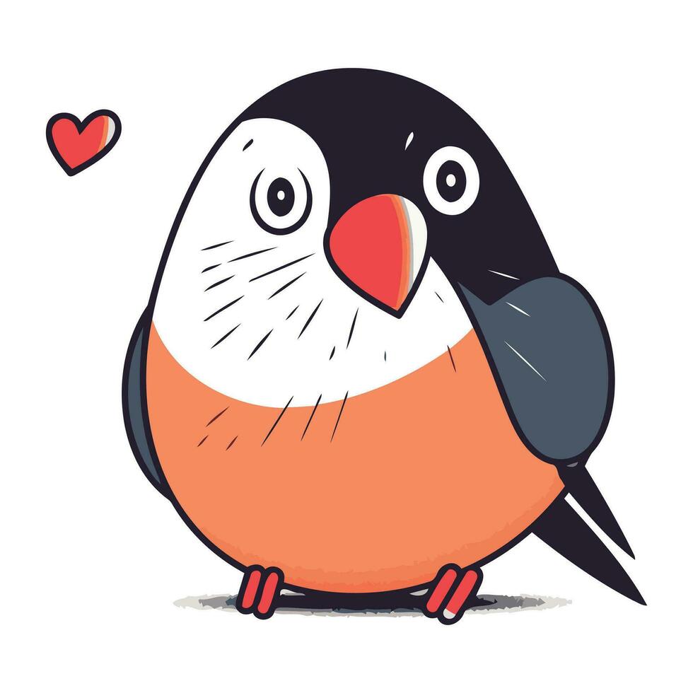 süß Karikatur Pinguin mit Herz. Vektor Illustration isoliert auf Weiß Hintergrund.