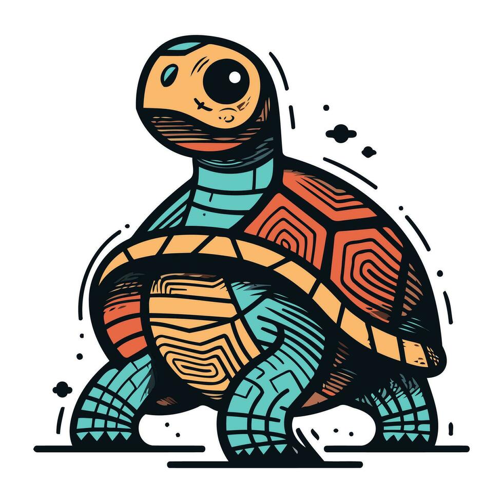 Schildkröte. Vektor Illustration von ein Schildkröte isoliert auf ein Weiß Hintergrund.