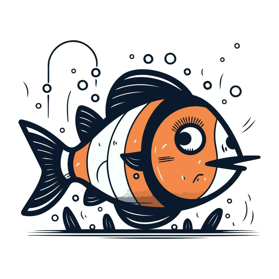 tecknad serie fisk. vektor illustration. isolerat på vit bakgrund.