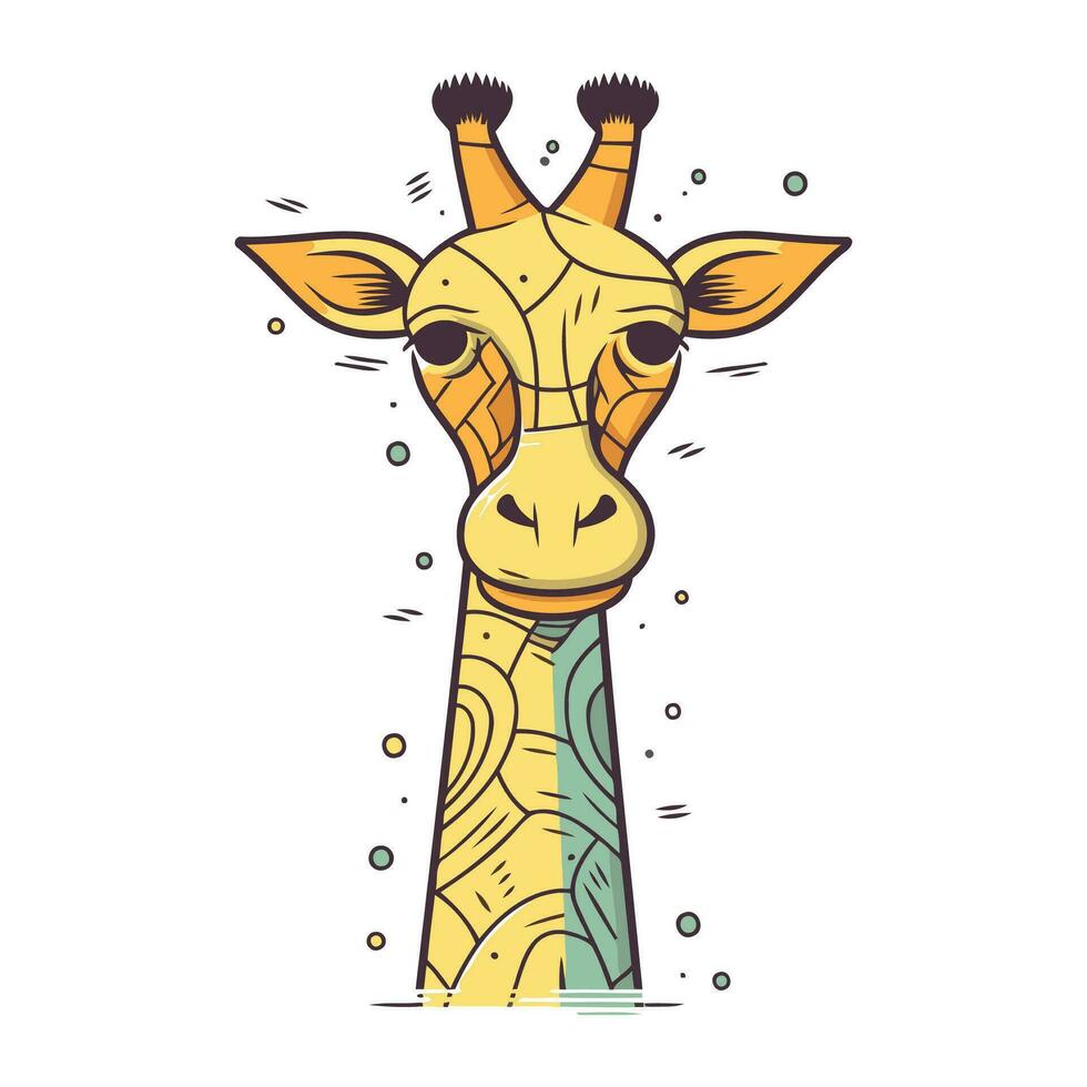 giraff huvud vektor illustration. hand dragen giraff huvud.