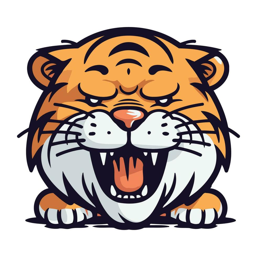 tecknad serie tiger ansikte. vektor illustration isolerat på en vit bakgrund.