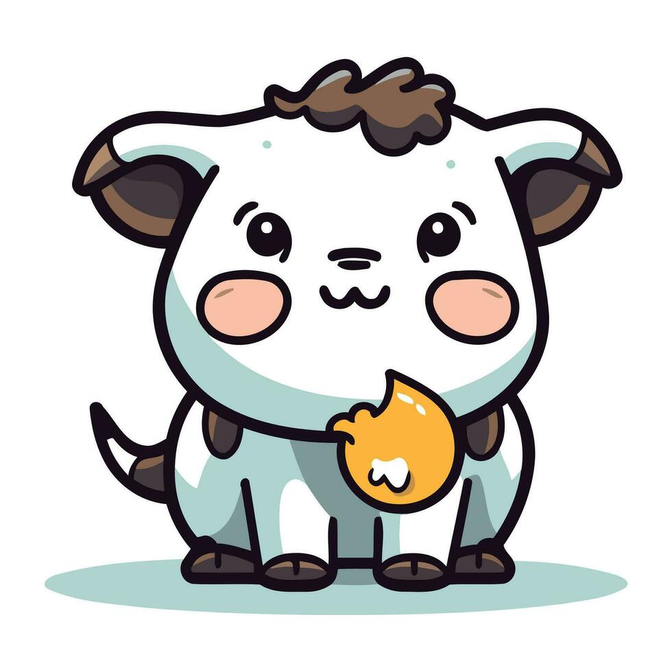 süß Karikatur Kuh mit Ei. Vektor Illustration von Bauernhof Tier.