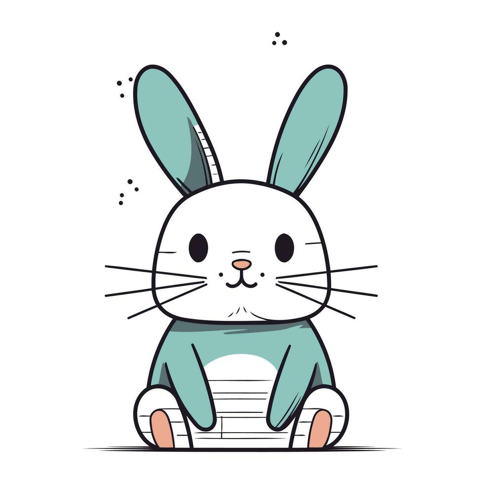 söt tecknad serie kanin. vektor illustration av en söt kanin på en vit bakgrund.