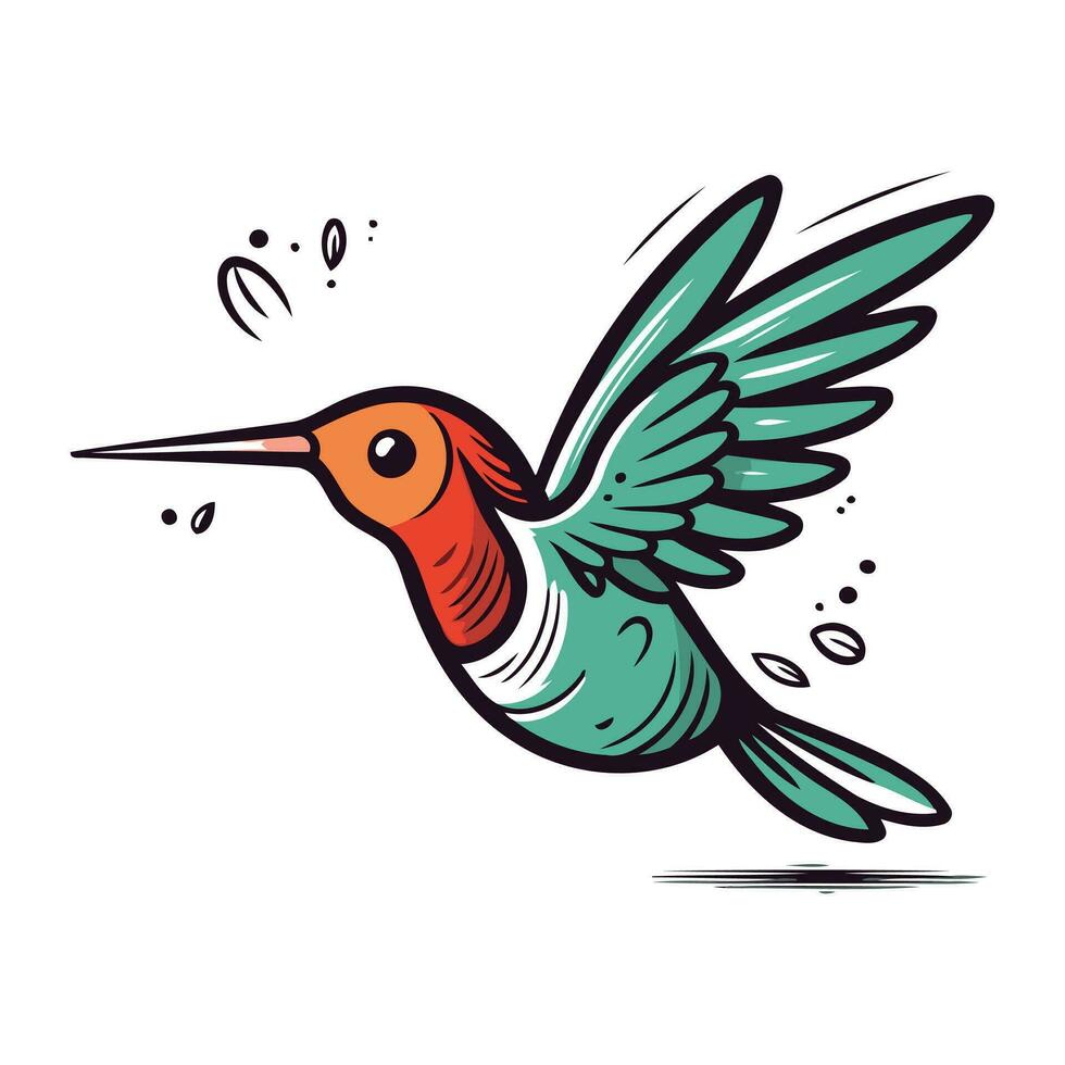 Kolibri Karikatur Vektor Illustration isoliert auf Weiß Hintergrund. Kolibri Symbol.