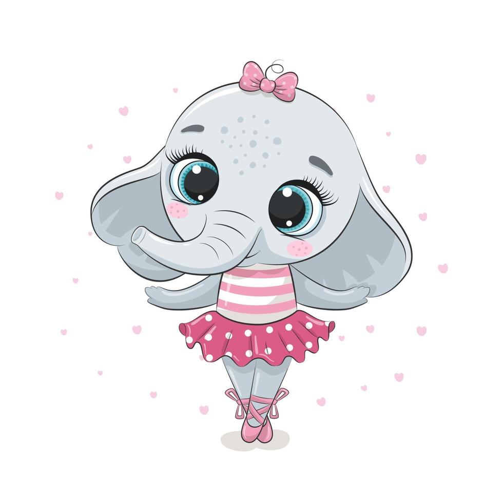 süße Baby-Elefant-Ballerina in einem rosa Rock. Vektor-Illustration. vektor