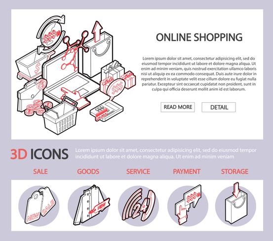 illustration av info grafisk online shopping set koncept vektor