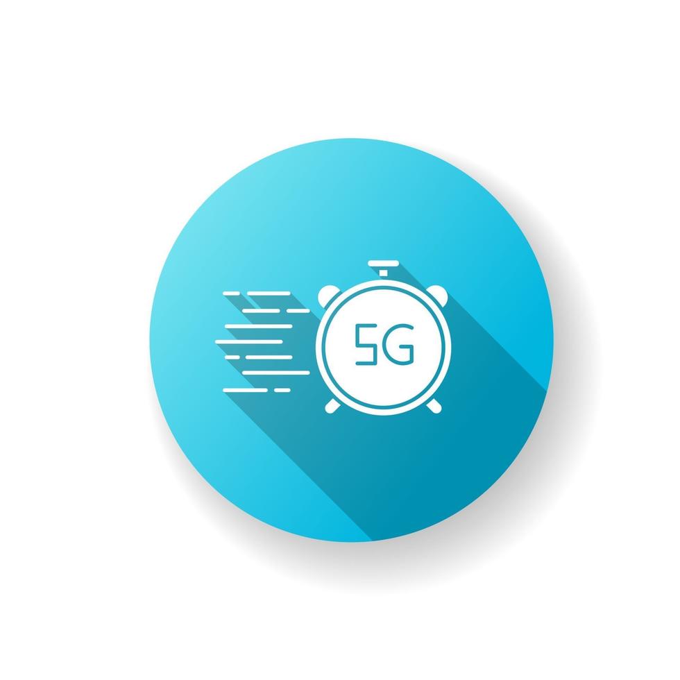 5g schnelle Geschwindigkeitsverbindung blaues flaches Design langes Schattenzeichensymbol vektor