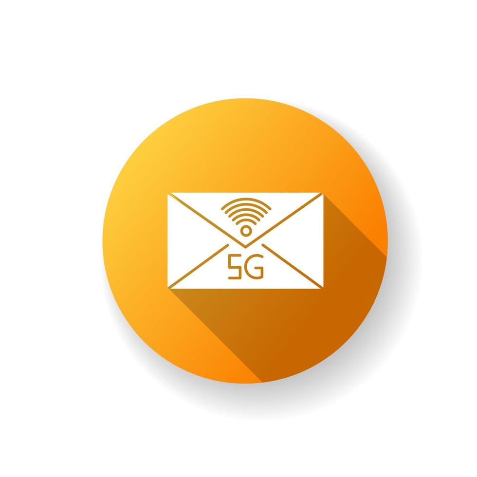 5g kuvert orange platt design lång skugga glyph ikon vektor