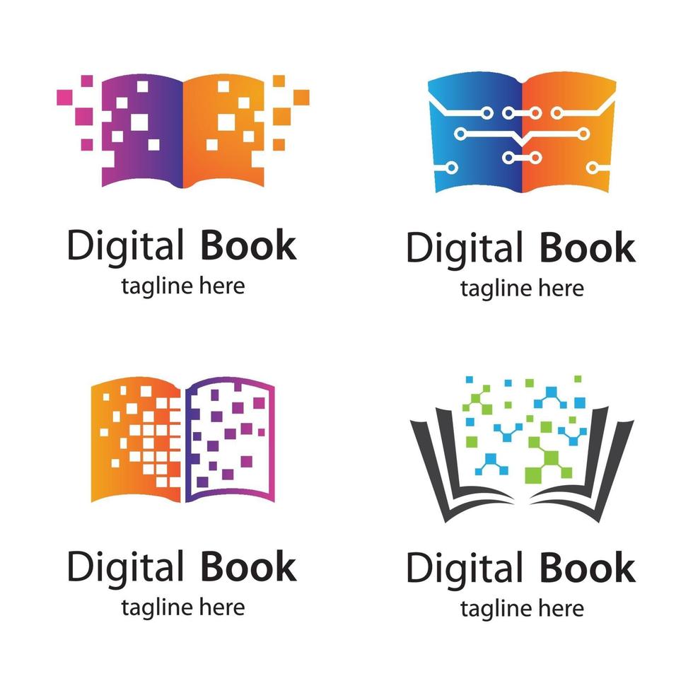 digital bok logotyp teknik vektor ikon