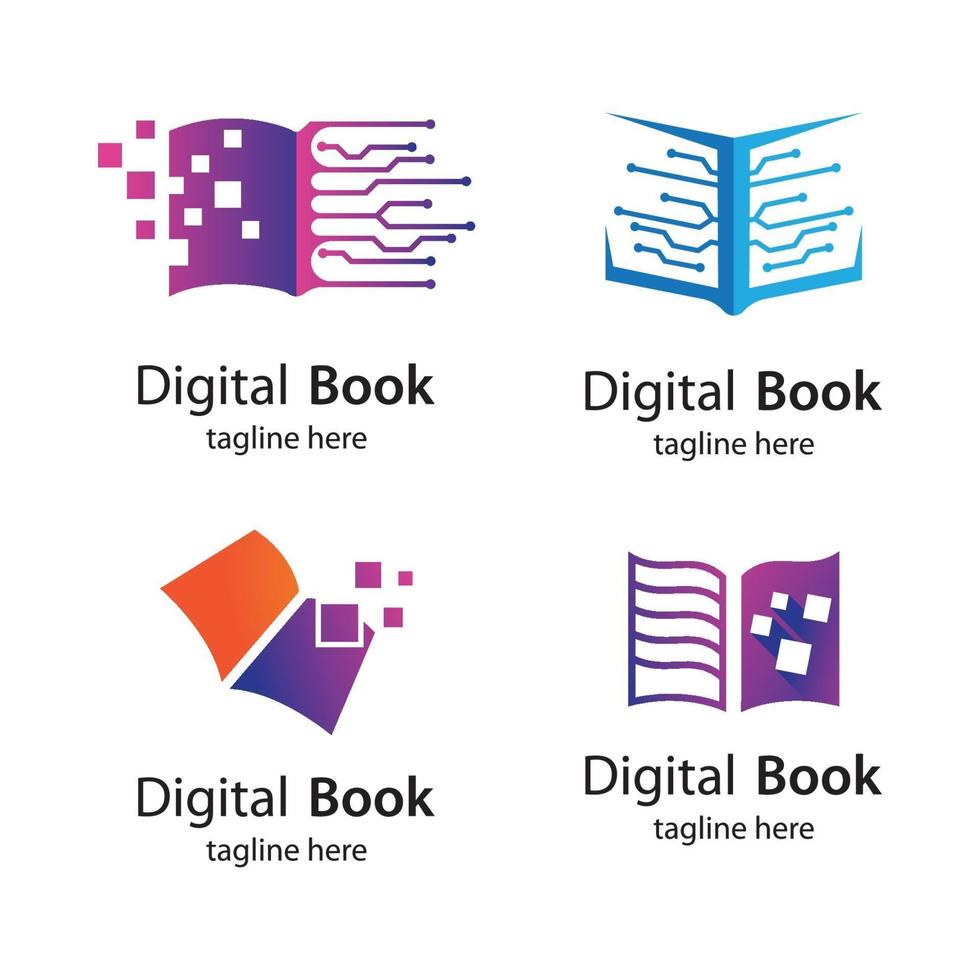 digital bok logotyp teknik vektor ikon