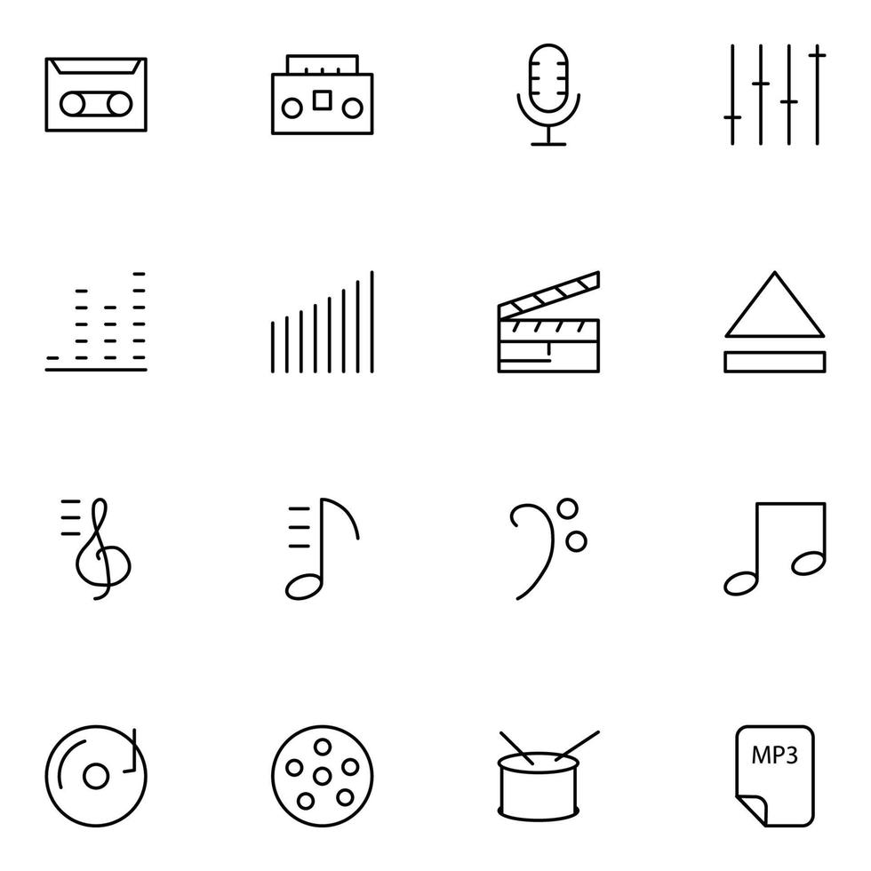 Musik dünne Linie Icons Sets vektor