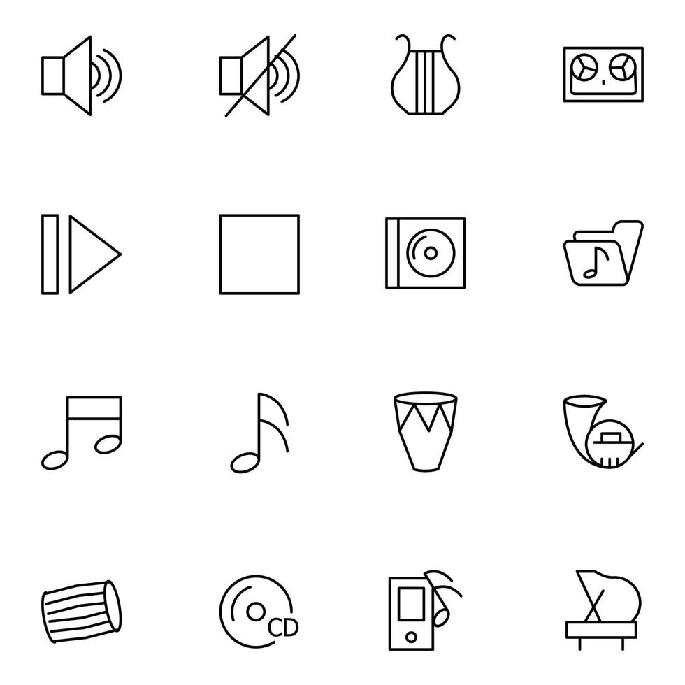 Musik dünne Linie Icons Sets vektor