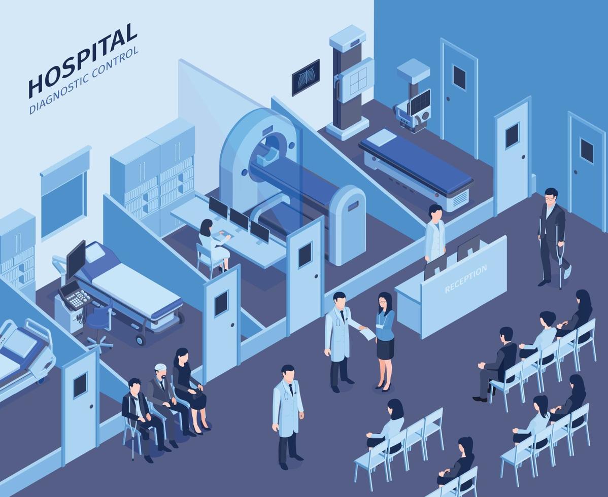 isometrische Zusammensetzung des Krankenhauses vektor