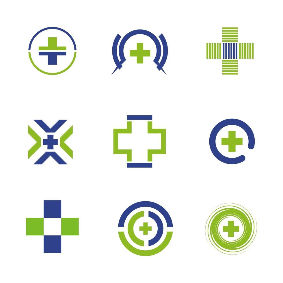 einfaches Set-Pack Logo-Design für Medizin und Gesundheitswesen vektor