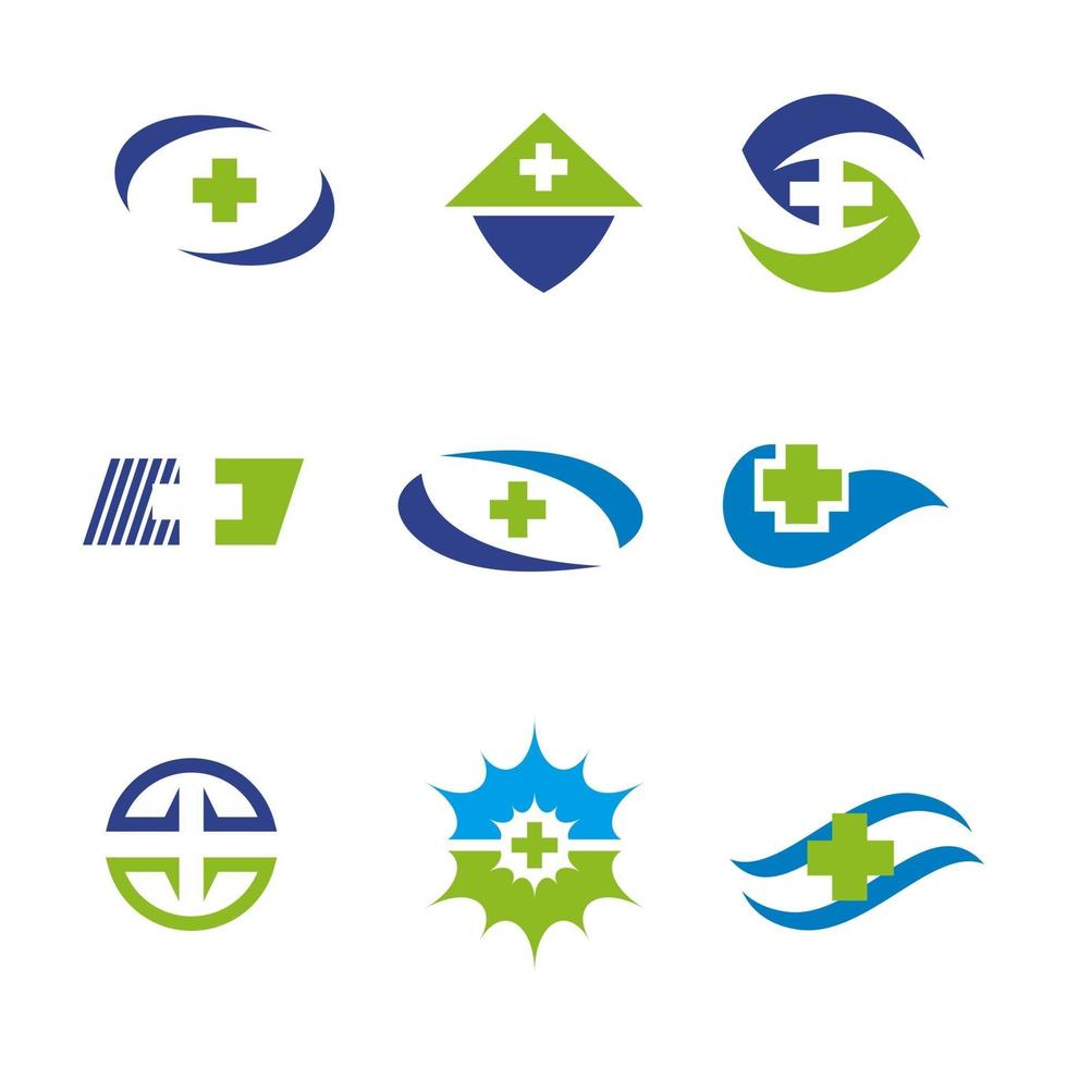 enkel uppsättning pack medicinsk och hälsovård logotyp design vektor