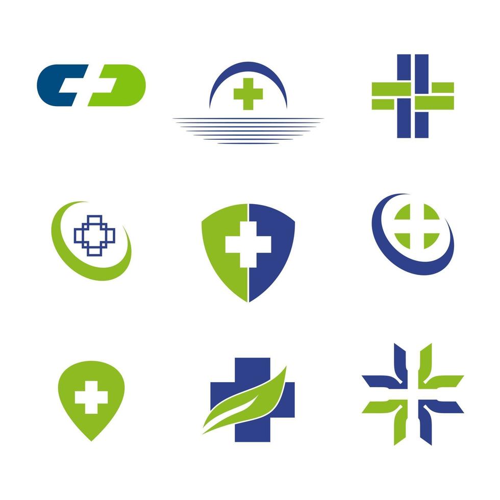 einfaches Set-Pack Logo-Design für Medizin und Gesundheitswesen vektor