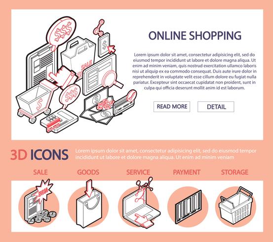 illustration av info grafisk online shopping set koncept vektor