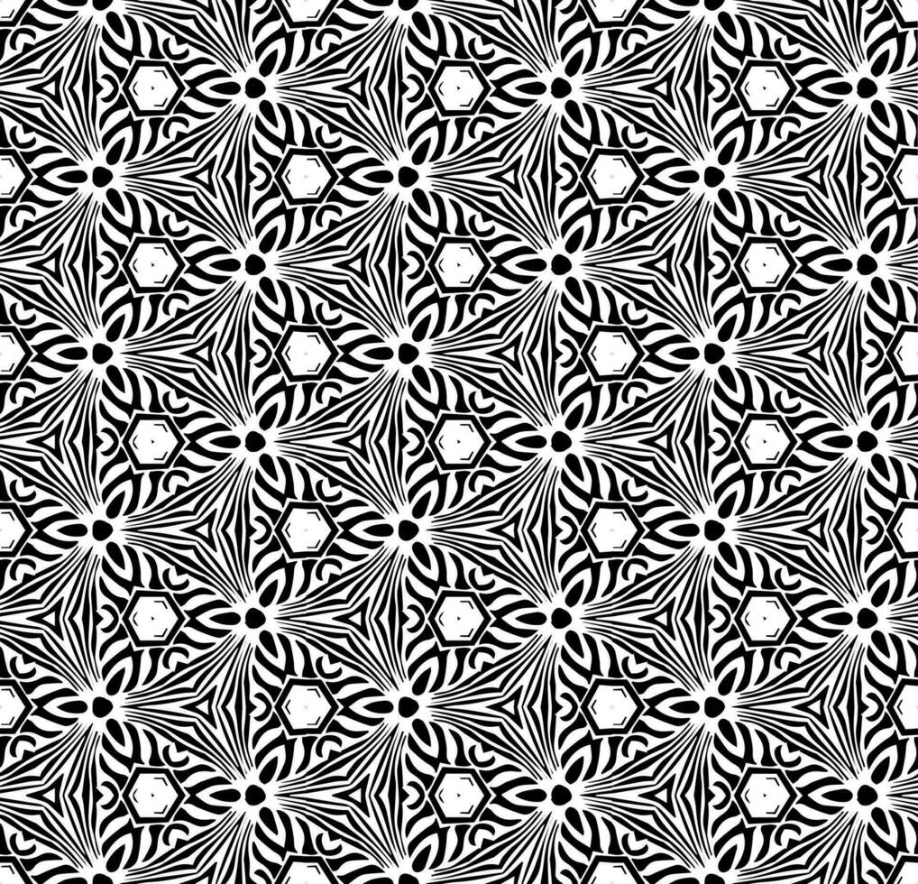 nahtloses abstraktes Schwarzweiss-Muster. Hintergrund und Hintergrund. Ziermuster in Graustufen. Mosaik-Ornamente. Vektorgrafik. vektor