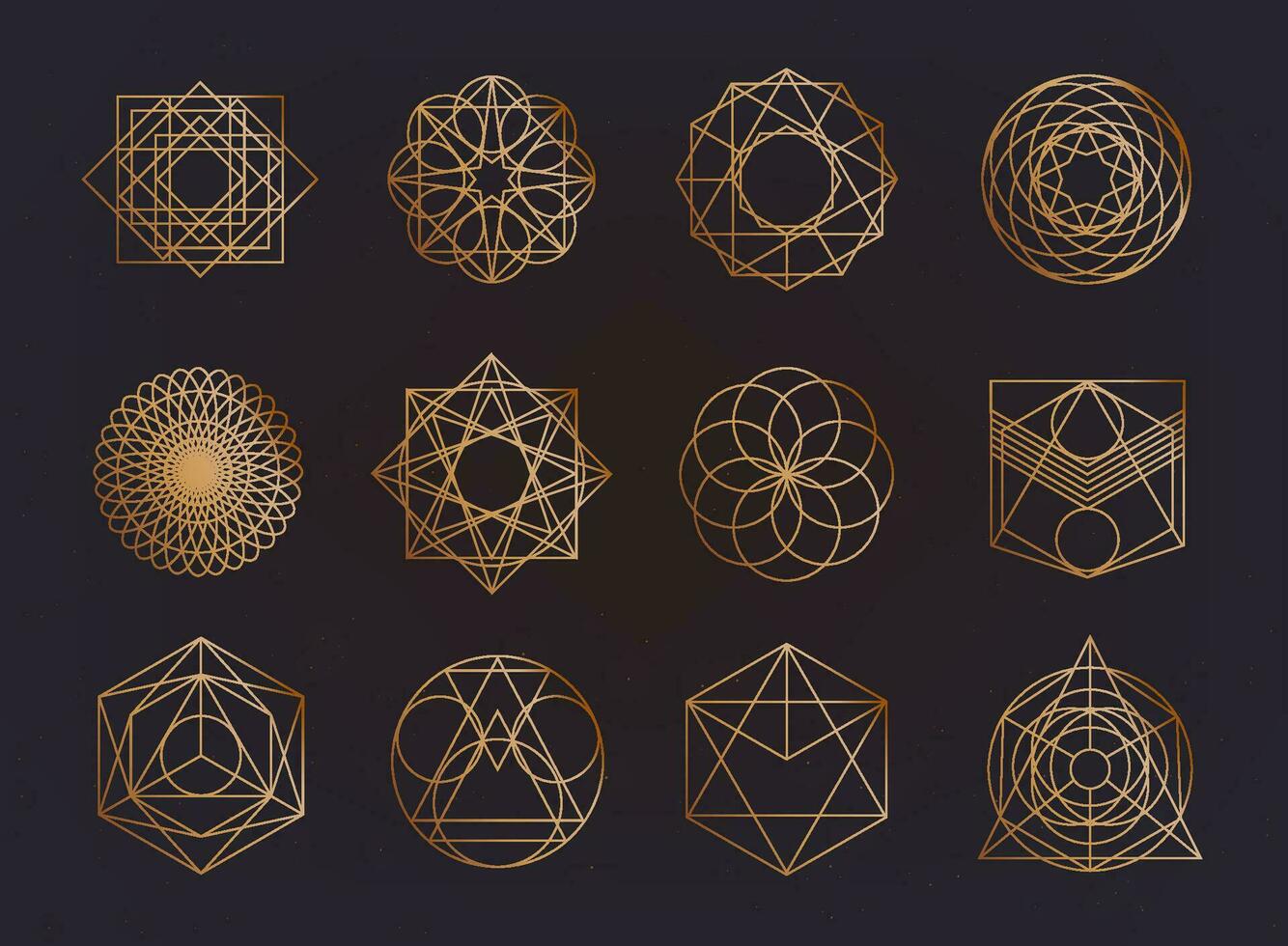 heilig Geometrie Symbole Sammlung. Hipster, abstrakt, Alchimie, spirituell, Mystiker Elemente Satz. vektor