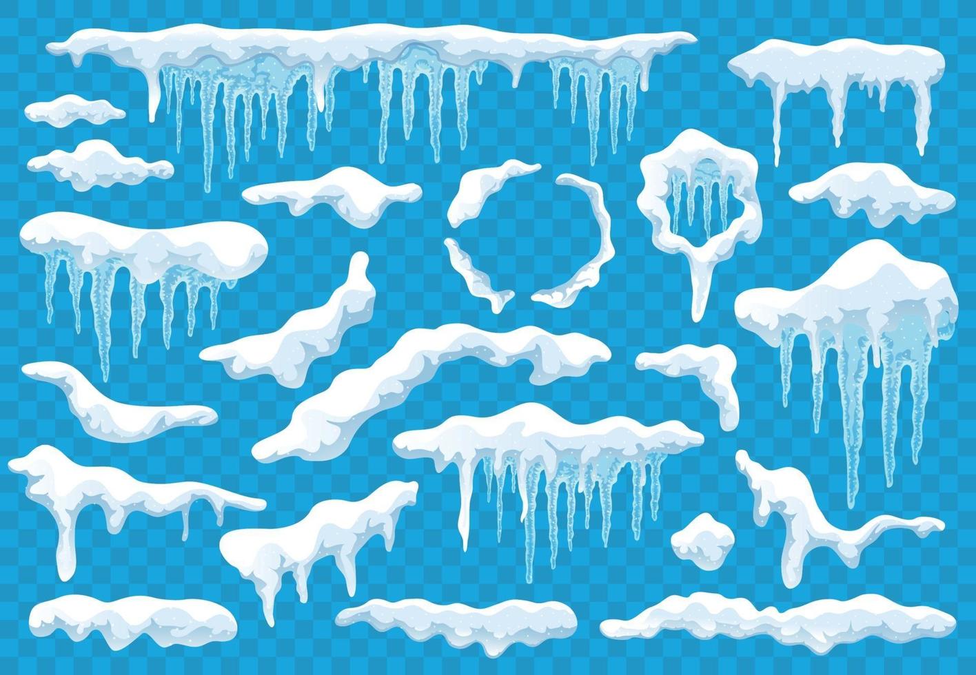 Schneekappen Eiszapfen transparentes Set vektor