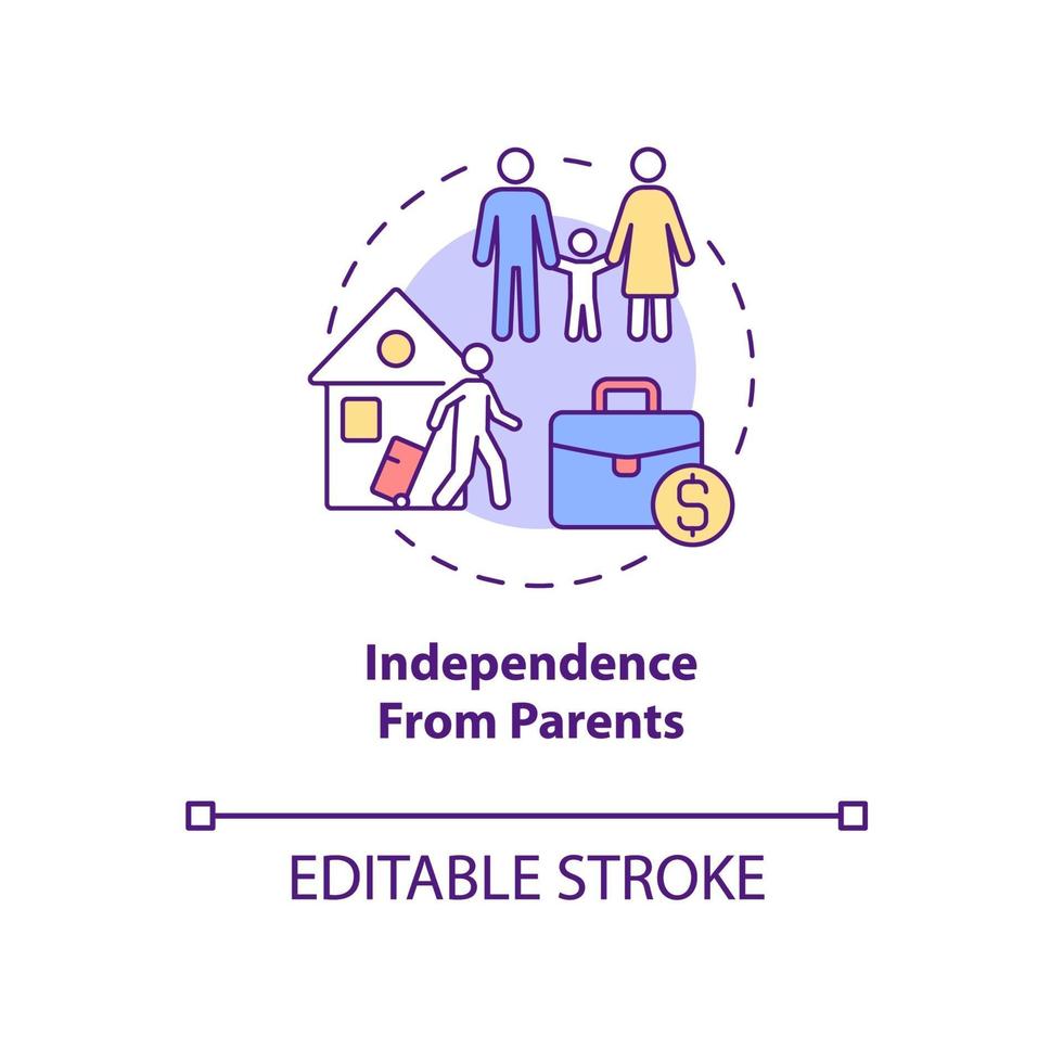 oberoende från föräldrar konceptikon vektor