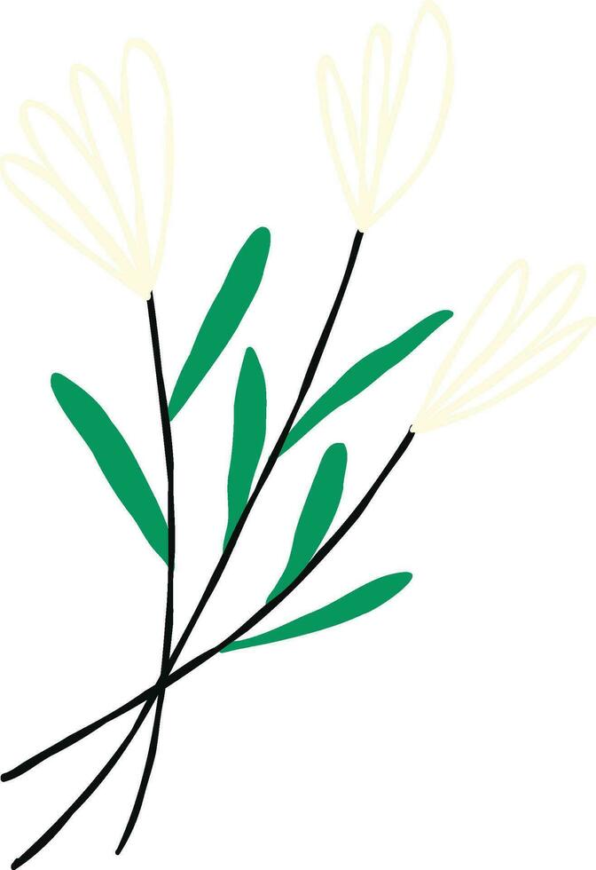 linear Weiß Frühling Blume. Illustration im modern Gekritzel Stil vektor