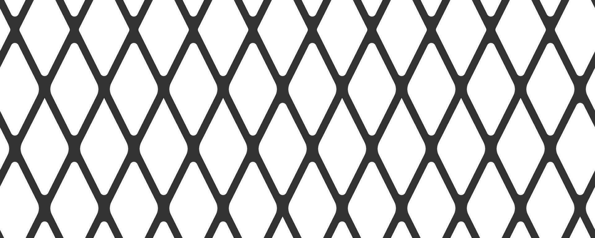 diagonal Kreuz Linie Gitter nahtlos Muster. geometrisch Diamant Textur. schwarz diagonal Linie Gittergewebe auf Weiß Hintergrund. minimal gesteppt Stoff. metallisch Drähte Zaun Muster. Vektor Illustration.