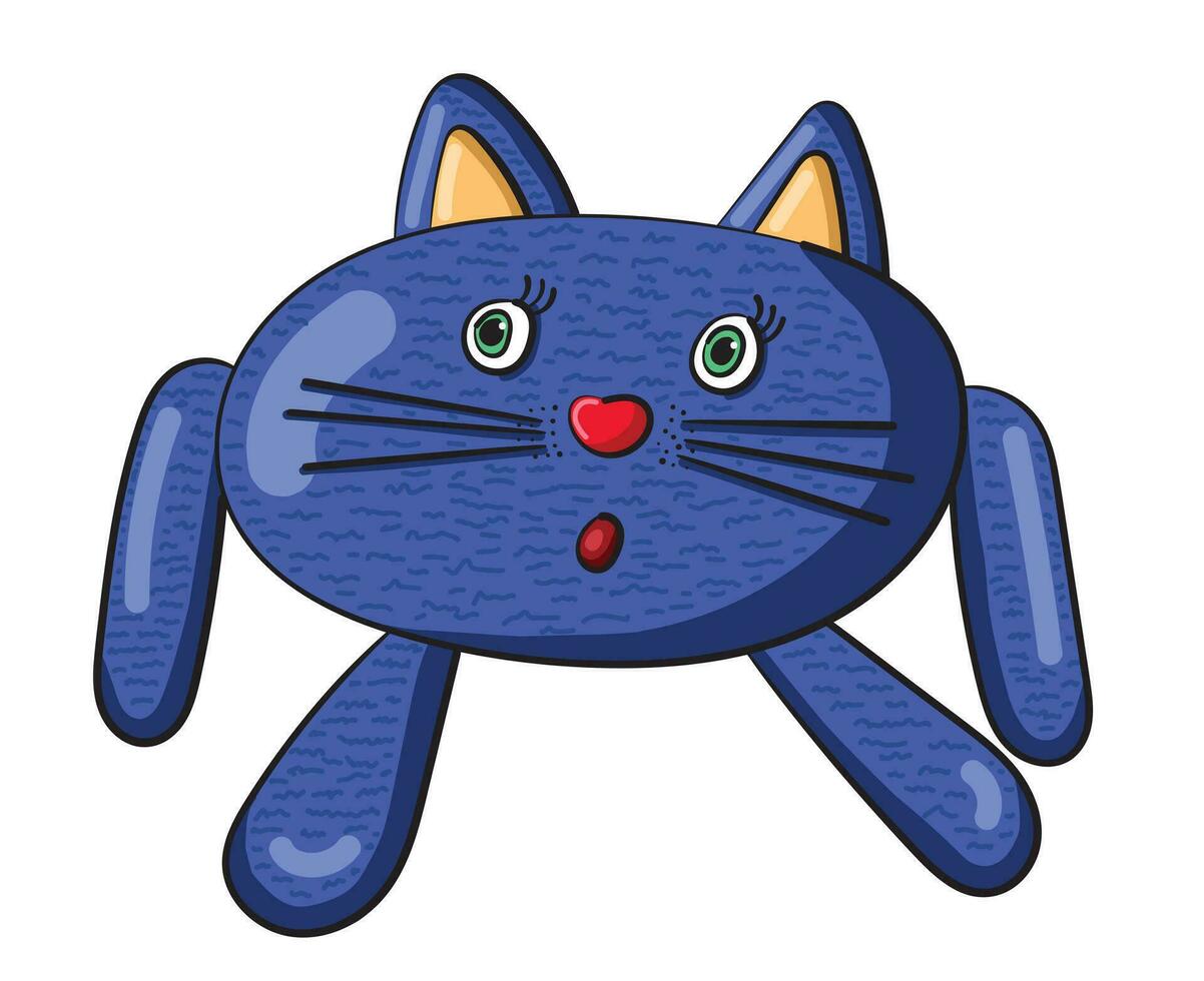 Vektor Illustration von verrückt Blau Katze Karikatur isoliert auf Weiß Hintergrund.