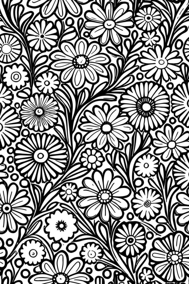abstrakt blommig mönster i svart och vit vektor